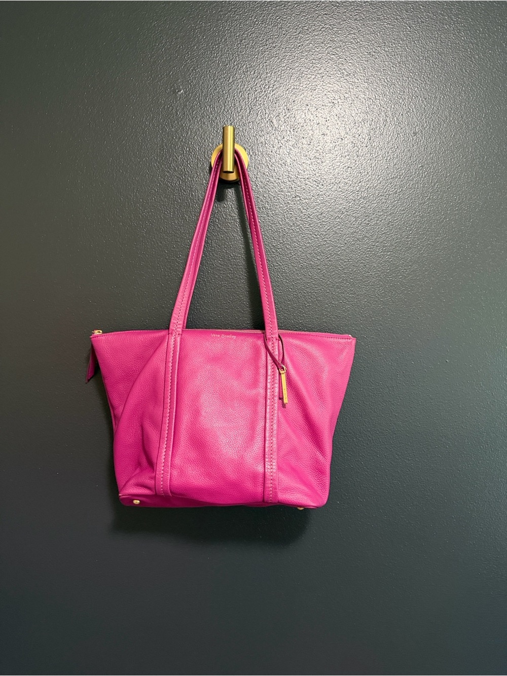 Vera Bradley Mallory Fuchsia Pebbled Leather Tote Bag